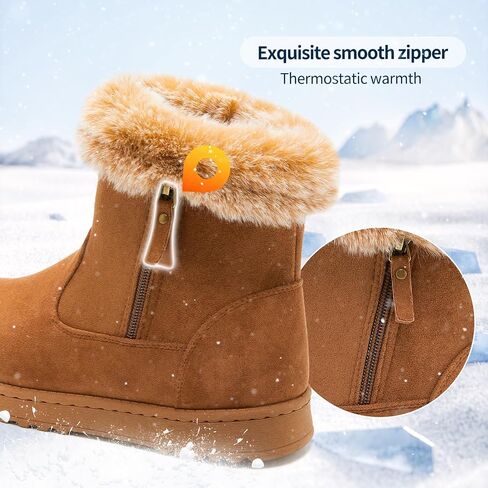 yageyan womens winter boots Mid calf snow booties fur lined womens warm ankle booties for outdoors in Saudi Arabia