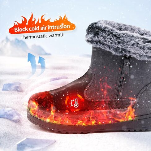 yageyan womens winter boots Mid calf snow booties fur lined womens warm ankle booties for outdoors in Saudi Arabia