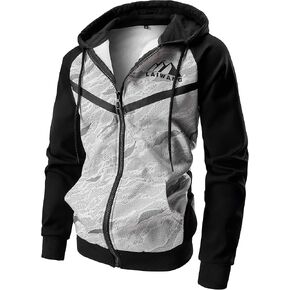LAIWANG Men's Color Block Hoodie-Full Zip Ultimate Heavyweight Fleece Hoodie-Camo zip up hoodie With Kanga Pocket in Kuwait