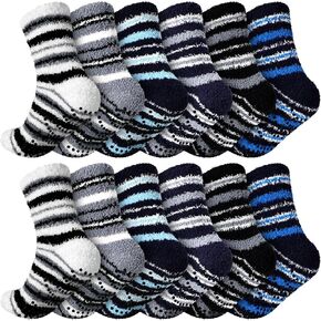 Liitrsh 18 Pairs Fuzzy Socks with Grips Warm Winter Slipper Fluffy Socks Plush Cozy Comfy Hospital Slipper Socks Thick Non Slip Sleep Socks for Men Women Gift in Kuwait
