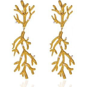 Aksod شجرة الأقراط الأزرار الذهب فرع الأذن الزاحف الأقراط تتدلى خفيفة الوزن اللؤلؤ المرجان فرع الأقراط المحيط الحد الأدنى مجوهرات للنساء والفتيات in Kuwait