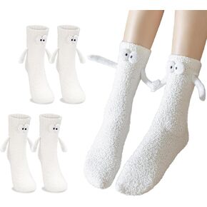 JarThenaAMCS 2 Pairs Holding Hands Fuzzy Socks Magnetic Hand in Hand Warm Socks in Saudi Arabia