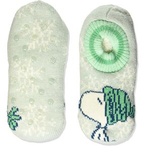Peanuts Women's Holiday Single Cuffer Slipper Socks, Winter Grey, 9-11 in Saudi Arabia