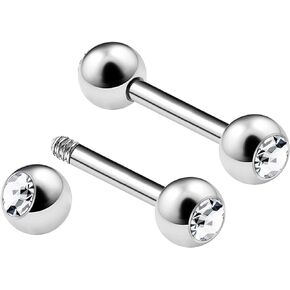 2PCS Surgical Steel Straight Barbell 14 Gauge 5/16 8mm 4mm Crystal Helix Earrings Cartilage Piercing Jewelry See More Colors