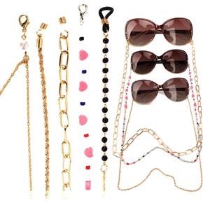 Pangogogo Crystal Pearls Gemstones Anti-slip Eyeglasses Chain Mouthpiece Face 5 Pieces in Kuwait