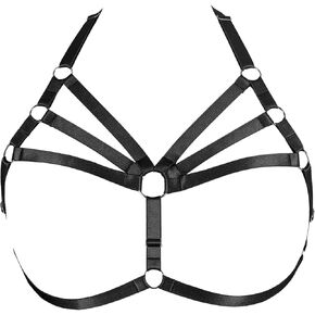 Womens Plus Size Body Harness Cupless Bra Strappy Tops Hollow Out Bras Punk Christmas Dance Fashion Clothing