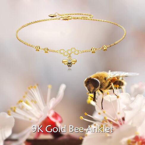 KECHO Bee Ankle Bracelets Yellow Gold honeycomb Bee Anklets Gine Gold Honey Bee Adjustable Anklets Jewelry Gifts for Women Girls in Saudi Arabia