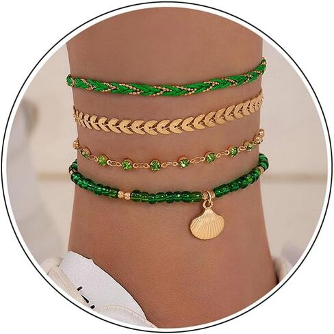 FUTIMELY Layered Beaded Anklet Bracelets Set for Women Girls,Boho Handmade Adjustable Waterproof String Shell Ankle Bracelet Summer Beach Foot Jewelry in Saudi Arabia