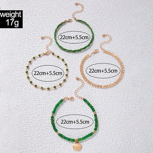 FUTIMELY Layered Beaded Anklet Bracelets Set for Women Girls,Boho Handmade Adjustable Waterproof String Shell Ankle Bracelet Summer Beach Foot Jewelry in Saudi Arabia