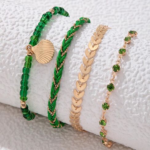 FUTIMELY Layered Beaded Anklet Bracelets Set for Women Girls,Boho Handmade Adjustable Waterproof String Shell Ankle Bracelet Summer Beach Foot Jewelry in Saudi Arabia