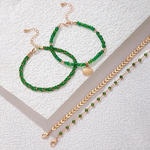 FUTIMELY Layered Beaded Anklet Bracelets Set for Women Girls,Boho Handmade Adjustable Waterproof String Shell Ankle Bracelet Summer Beach Foot Jewelry in Saudi Arabia