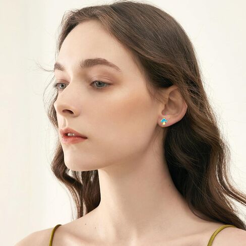 14k Solid Yellow Gold Simple Stud Earrings For Women, Christmas Dainty Jewelry Gifts For Girls Her in Saudi Arabia