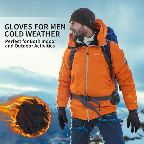 اوجويس قفازات شتوية للرجال والنساء، زوجان من القفازات المطورة لشاشات اللمس للرجال في الطقس البارد، قفازات شتوية دافئة محبوكة بتصميم اساور معصم، قفازات للرجال للجري والقيادة والمشي لمسافات طويلة in Kuwait
