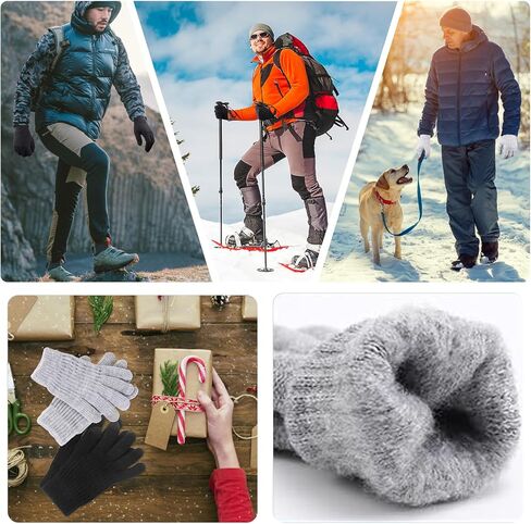 اوجويس قفازات شتوية للرجال والنساء، زوجان من القفازات المطورة لشاشات اللمس للرجال في الطقس البارد، قفازات شتوية دافئة محبوكة بتصميم اساور معصم، قفازات للرجال للجري والقيادة والمشي لمسافات طويلة in Kuwait