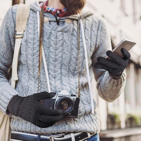 اوجويس قفازات شتوية للرجال والنساء، زوجان من القفازات المطورة لشاشات اللمس للرجال في الطقس البارد، قفازات شتوية دافئة محبوكة بتصميم اساور معصم، قفازات للرجال للجري والقيادة والمشي لمسافات طويلة in Kuwait