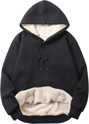 PEHMEA Men's Winter Warm Fleece Hoodie Pullover Long Sleeve Sherpa Lined Hooded Sweatshirt with Pocket in Saudi Arabia