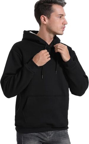 PEHMEA Men's Winter Warm Fleece Hoodie Pullover Long Sleeve Sherpa Lined Hooded Sweatshirt with Pocket in Saudi Arabia