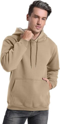 PEHMEA Men's Winter Warm Fleece Hoodie Pullover Long Sleeve Sherpa Lined Hooded Sweatshirt with Pocket in Saudi Arabia