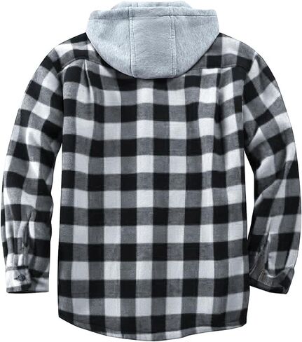 Jpngsye Mens Sherpa Fleece Lined Flannel Buffalo Plaid Jackets with Hood Winter Thermal Quilted Insulated Hooded Coat Outwear in Saudi Arabia
