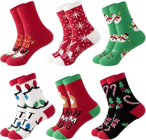 غامض دافئ عيد الميلاد الجوارب للنساء مضحك الجدة شتاء دافئ رقيق المرأة عطلة الجوارب لهدايا عيد الميلاد 4/6 أزواج in Kuwait