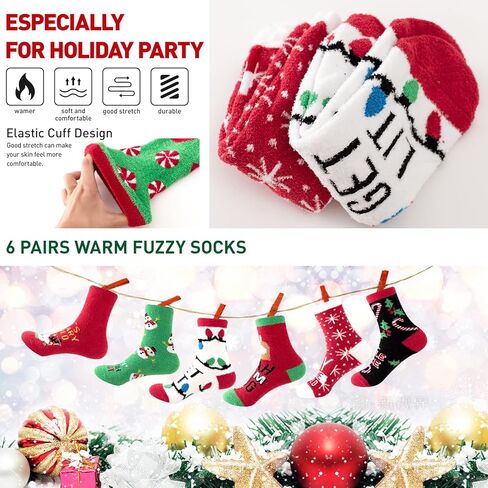 غامض دافئ عيد الميلاد الجوارب للنساء مضحك الجدة شتاء دافئ رقيق المرأة عطلة الجوارب لهدايا عيد الميلاد 4/6 أزواج in Kuwait