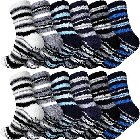 Liitrsh 18 Pairs Fuzzy Socks with Grips Warm Winter Slipper Fluffy Socks Plush Cozy Comfy Hospital Slipper Socks Thick Non Slip Sleep Socks for Men Women Gift in Saudi Arabia