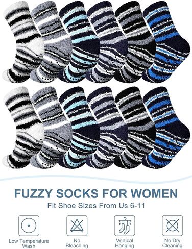 Liitrsh 18 Pairs Fuzzy Socks with Grips Warm Winter Slipper Fluffy Socks Plush Cozy Comfy Hospital Slipper Socks Thick Non Slip Sleep Socks for Men Women Gift in Saudi Arabia