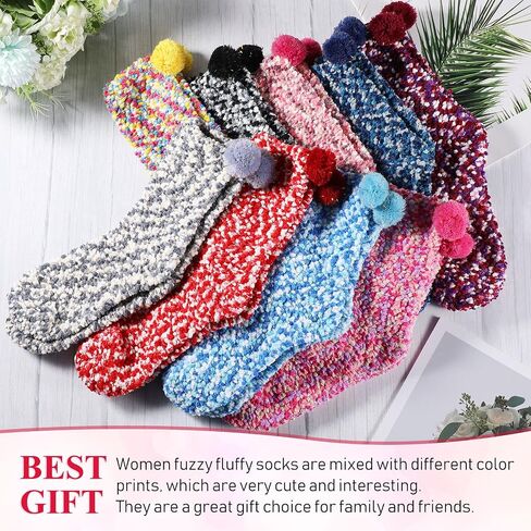 Hicarer 9 Pairs Valentine's Day Cupcake Socks Gifts for Women Girl Stocking Stuffers Christmas Gifts Fuzzy Fluffy Sock Birthday Gifts in Saudi Arabia