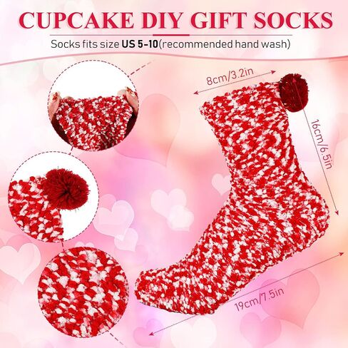 Hicarer 9 Pairs Valentine's Day Cupcake Socks Gifts for Women Girl Stocking Stuffers Christmas Gifts Fuzzy Fluffy Sock Birthday Gifts in Saudi Arabia