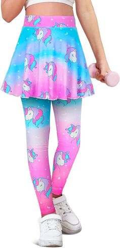 Girls Leggings with Skirt Kids Footless Tights Cute Mermaid Unicorn Leggings for Toddler Girls Kids Ruffle Tights 4-7 Years in Saudi Arabia