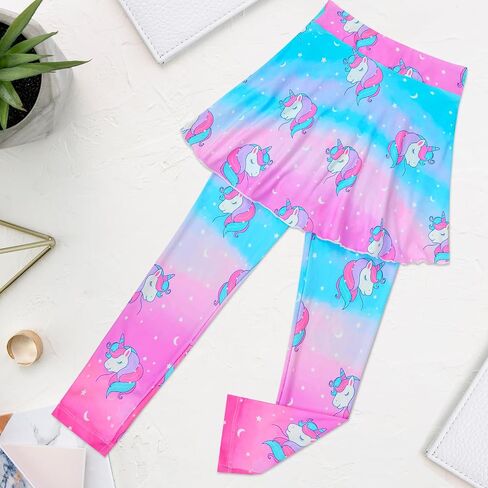 Girls Leggings with Skirt Kids Footless Tights Cute Mermaid Unicorn Leggings for Toddler Girls Kids Ruffle Tights 4-7 Years in Saudi Arabia