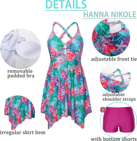 ملابس سباحة تانكيني من قطعتين من هانا نيكول للنساء، فستان سباحة بمقاس كبير مع شورت للأولاد in Kuwait