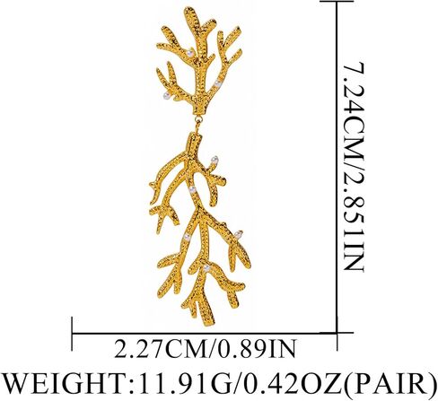 Aksod شجرة الأقراط الأزرار الذهب فرع الأذن الزاحف الأقراط تتدلى خفيفة الوزن اللؤلؤ المرجان فرع الأقراط المحيط الحد الأدنى مجوهرات للنساء والفتيات in Kuwait