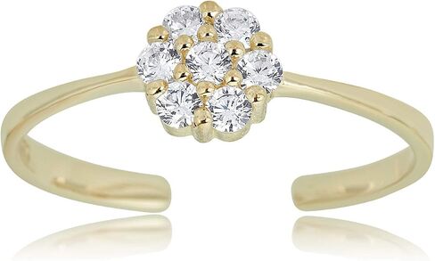AVORA 10K Yellow Gold Adjustable Flower Cluster Toe Ring with Simulated Diamond CZ in Saudi Arabia