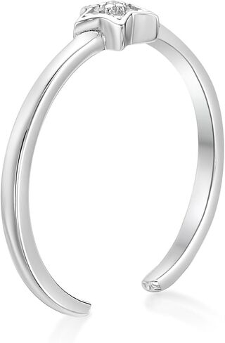 0.03 Carat Natural Diamond Star Toe Ring for Women in 925 Sterling Silver (H-I, I2-I3, 0.03 cttw) Hypoallergenic One Size Adjustable Open Toe Ring by Lavari Jewelers in Saudi Arabia