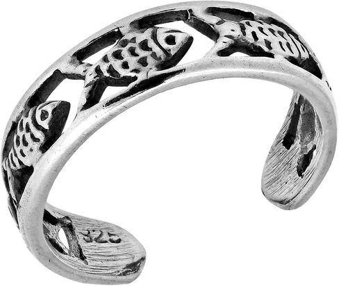 AeraVida Fish Filigree in 925 Sterling Silver Adjustable Band Ring | Nature-Inspired Fish Lovers in Saudi Arabia