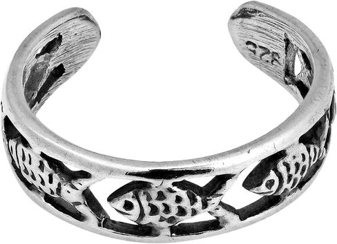 AeraVida Fish Filigree in 925 Sterling Silver Adjustable Band Ring | Nature-Inspired Fish Lovers in Saudi Arabia