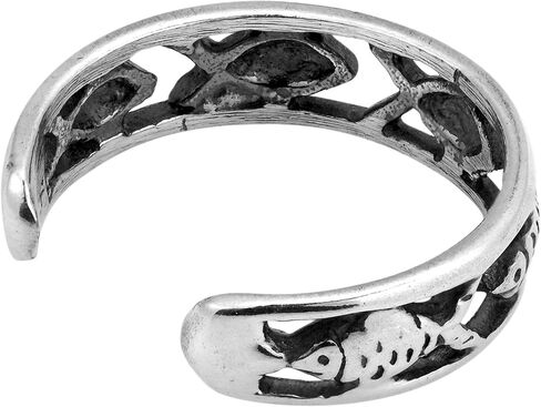 AeraVida Fish Filigree in 925 Sterling Silver Adjustable Band Ring | Nature-Inspired Fish Lovers in Saudi Arabia