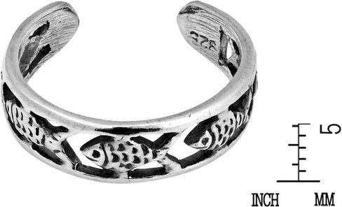 AeraVida Fish Filigree in 925 Sterling Silver Adjustable Band Ring | Nature-Inspired Fish Lovers in Saudi Arabia