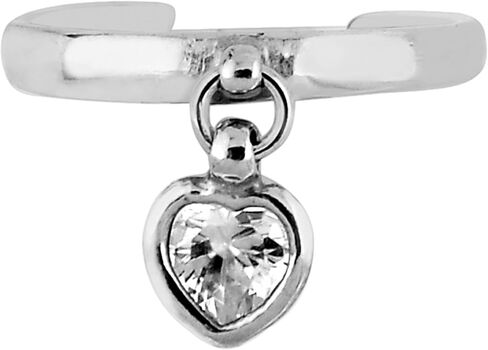 Ritastephens Sterling Silver Dangle Heart Cubic Zirconia Adjustable Toe Ring Body Art in Saudi Arabia