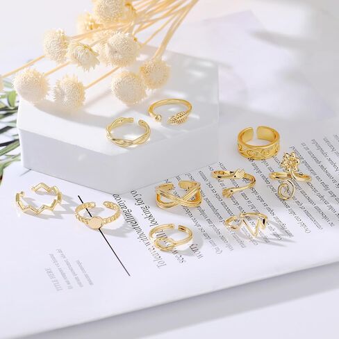 TOSGMY 20 قطعة خواتم قابلة للتعديل للنساء للصيف والشاطئ مجموعة حلقات مفتوحة الذيل مجموعة خواتم ذهبية لأصابع القدم مجوهرات فضية عين الشر زهرة سهم ثعبان in Kuwait