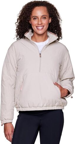 Avalanche Women's 1/2 Zip Puffer, Partial Zip Up Quick Drying Puffer Jacket with Zipper Pockets, Mock Neck Puffer Sweatshirt in Saudi Arabia