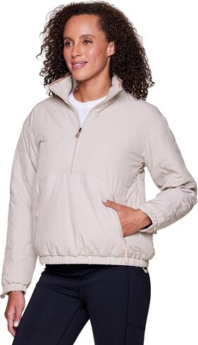 Avalanche Women's 1/2 Zip Puffer, Partial Zip Up Quick Drying Puffer Jacket with Zipper Pockets, Mock Neck Puffer Sweatshirt in Saudi Arabia