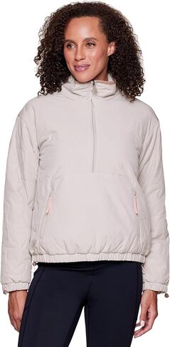 Avalanche Women's 1/2 Zip Puffer, Partial Zip Up Quick Drying Puffer Jacket with Zipper Pockets, Mock Neck Puffer Sweatshirt in Saudi Arabia