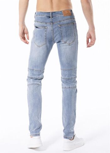 ZLZ Black Biker Jeans for Men Slim Fit, Men's Comfy Stretch Ripped Distressed Biker Jeans Pants Rock Revival, Designer Jeans in Saudi Arabia