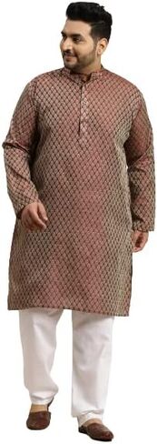 Sojanya Plus (Since 1958) Men's Jacquard Silk Maroon Self design ONLY Long Kurta in Saudi Arabia
