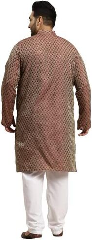 Sojanya Plus (Since 1958) Men's Jacquard Silk Maroon Self design ONLY Long Kurta in Saudi Arabia