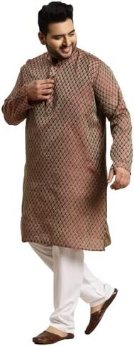 Sojanya Plus (Since 1958) Men's Jacquard Silk Maroon Self design ONLY Long Kurta in Saudi Arabia