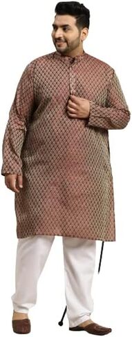 Sojanya Plus (Since 1958) Men's Jacquard Silk Maroon Self design ONLY Long Kurta in Saudi Arabia