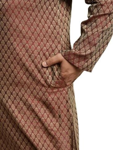 Sojanya Plus (Since 1958) Men's Jacquard Silk Maroon Self design ONLY Long Kurta in Saudi Arabia